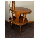 Vintage Wooden Floor Lamp with Built-In Side Table