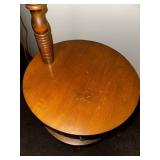 Vintage Wooden Floor Lamp with Built-In Side Table