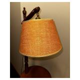 Vintage Wooden Floor Lamp with Built-In Side Table