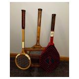 Vintage Tennis Racket Set Including Slazenger and Spalding Models
