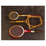 Vintage Tennis Racket Set Including Slazenger and Spalding Models