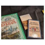 Collection of Russian Books and Artwork Box