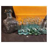 15-Piece Glass Decanter and Shot Glass Set with Orange Tote