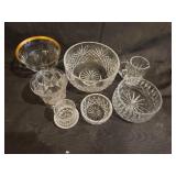 Collection of 7 Assorted Crystal Bowls and Pitcher