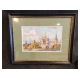 Framed Watercolor Painting of Moscow Kremlin