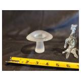 Glass Horse Figurine and Frosted Glass Toadstool