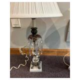 Elegant Pair of Crystal Table Lamps with Pleated Shades