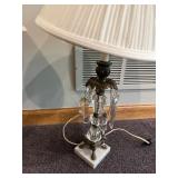 Elegant Pair of Crystal Table Lamps with Pleated Shades