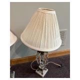 Elegant Pair of Crystal Table Lamps with Pleated Shades