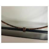 Elegant Black Metal Four Poster King Bed Frame and Elegant Beige and Pink King Bedding Set with Accents