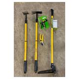 Garden Lawn Tools-Step on Weeder, Pruning Shears, Hoe, Rake & Hose Sprayer