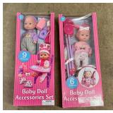 2x Baby Dolls-Stroller & Highchairs