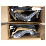 Glamour Home Set of  3 Adan Iron Frame Dark Brown Faux Leather Counter StoolS   Customer Returns See Pictures