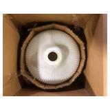 Home Decorators Collection Pompton 12 in. 1-Light Gold Semi-Flush Mount Ceiling Light Fixture with White Ribbed Glass    Customer Returns See Pictures