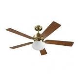 Globe Electric Victoria 52 in. Indoor Brass Ceiling Fan Integrated LED with Light Kit and Remote Control    Customer Returns See Pictures