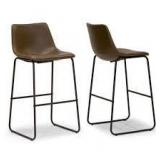 Glamour Home Set of  3 Adan Iron Frame Dark Brown Faux Leather Counter StoolS   Customer Returns See Pictures