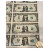 Uncut Sheet of 1988 A $1 Dollar Federal Reserve Notes