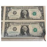 Uncut Sheet of 1988 A $1 Dollar Federal Reserve Notes