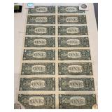 Uncut Sheet of 1988 A $1 Dollar Federal Reserve Notes