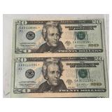 Uncut Sheet of 2004 A $20 Dollar Star Notes