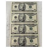 Uncut Sheet of 2003 $10 Dollar Star Notes