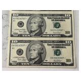 Uncut Sheet of 2003 $10 Dollar Star Notes