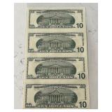 Uncut Sheet of 2003 $10 Dollar Star Notes