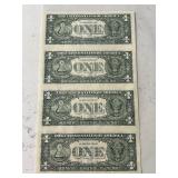 Uncut Sheet of 2003 A $1 Dollar Federal Reserve Notes