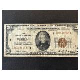 1929 Brown Seal $20 Dollar National Currency Minneapolis