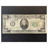 1934 B Green Seal $20 Federal Reserve Note