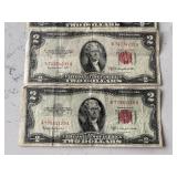 1953 Red Seal $2 Dollar Notes