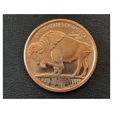 1 Ounce .999 Fine Copper Round Buffalo