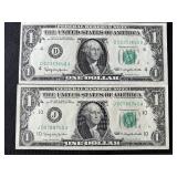 1963 Green Seal $1 Dollar Federal Reserve Notes Uncirculated