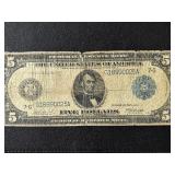 1914 Blue Seal $5 Dollar Federal Reserve Note