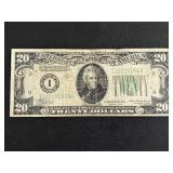 1934 Green Seal $20 Dollar Federal Reserve Note