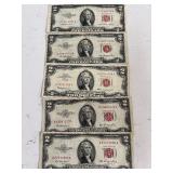 1953 Red Seal $2 Dollar Notes