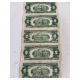 1953 Red Seal $2 Dollar Notes