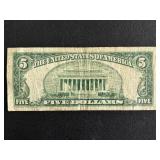 1953 A Blue Seal $5 Dollar Silver Certificate