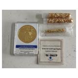 Gold Layered Medallion and Gold Flake Tubes