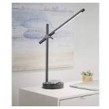 Hampton Bay 22 in. Indoor Black Integrated LED Table Lamp with Built-in Wireless Charging Pad   Customer Returns See Pictures