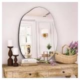 XRAMFY 24 in. W x 32 in. H Irregular Modern Frameless MDF Wall Mirror Customer Returns See Pictures