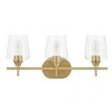 Hampton Bay Pavlen 24 in. 3-Lights Antique Brass Vanity Light with Clear Glass Shades  Customer Returns See Pictures