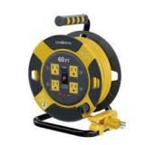 Link2Home 60 ft. 14/3 Extension Cord Storage Reel with 4 Grounded Outlets and Overload Circuit Breaker   Customer Returns See Pictures