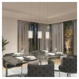 Artika Crystal Cube 13-Watt 3 Light Chrome Modern Integrated LED Pendant Light Fixture for Dining Room or Kitchen Customer Returns See Pictures