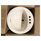 Glacier Bay Aragon 19 in. Drop-In Round Fireclay Bathroom Sink in Bone Customer Returns See Pictures