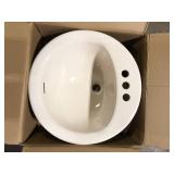Glacier Bay Aragon 19 in. Drop-In Round Fireclay Bathroom Sink in Bone Customer Returns See Pictures