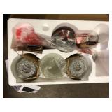 Hampton Bay Helena 19 in 3-Light Brushed Nickel Hanging Chandelier with Frosted Glass Shades for Dining Room   Customer Returns See Pictures