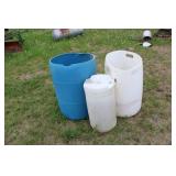 Set of 3 Large Industrial Plastic Drums