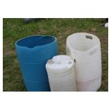 Set of 3 Large Industrial Plastic Drums