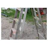 Set of 2 Aluminum Extension Ladders and 1 Wooden Step Ladder
